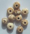 10 10mm Carved Round Natural Worked on Bone
